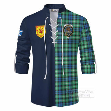 Graham Tartan Ghillie Kilt Shirt Alba with Scottish Lion Royal Arm Half Style