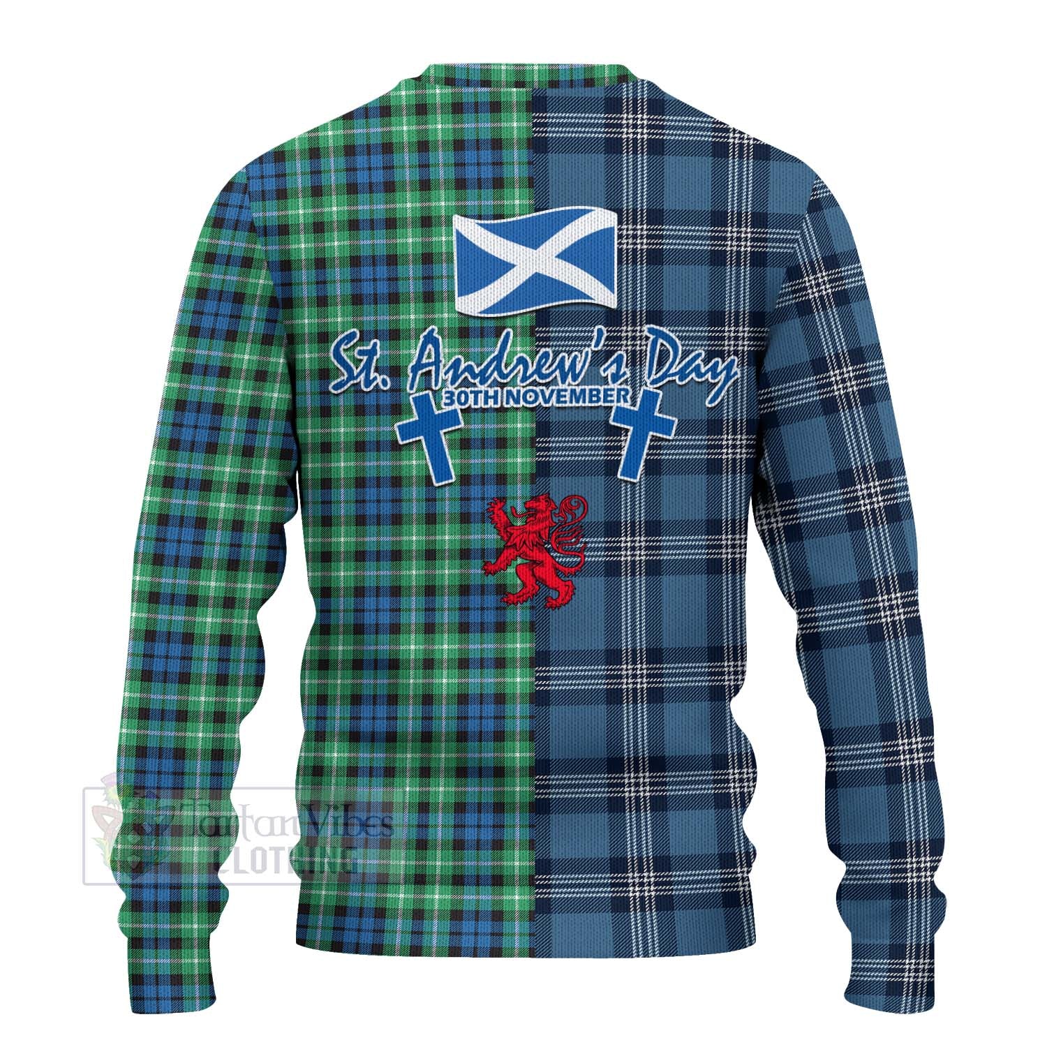 Tartan Vibes Clothing Graham Tartan Knitted Sweater Happy St. Andrew's Day Half Tartan Style