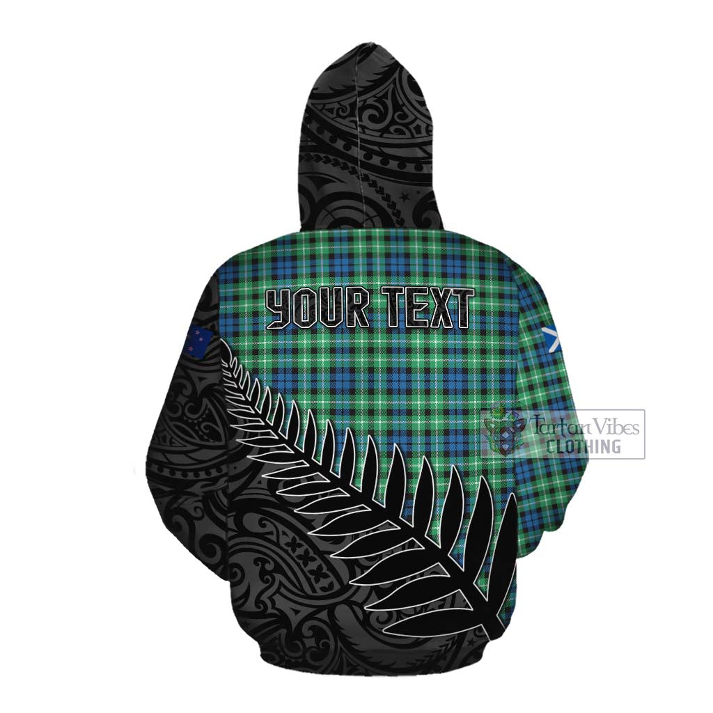 Tartan Vibes Clothing Graham Crest Tartan Cotton Hoodie with New Zealand Silver Fern Half Style