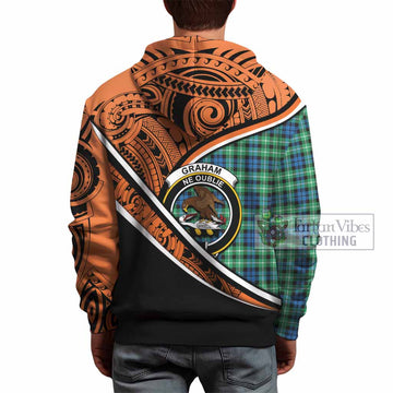 Graham Crest Tartan Hoodie with Polynesian Vibes Style - Orange Version