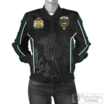 Graham Tartan Bomber Jacket with Family Crest and Scottish Thistle Vibes Sport Style