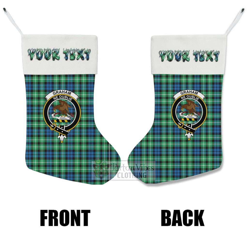 Tartan Vibes Clothing Graham Tartan Family Crest Christmas Stocking with Personalized Text