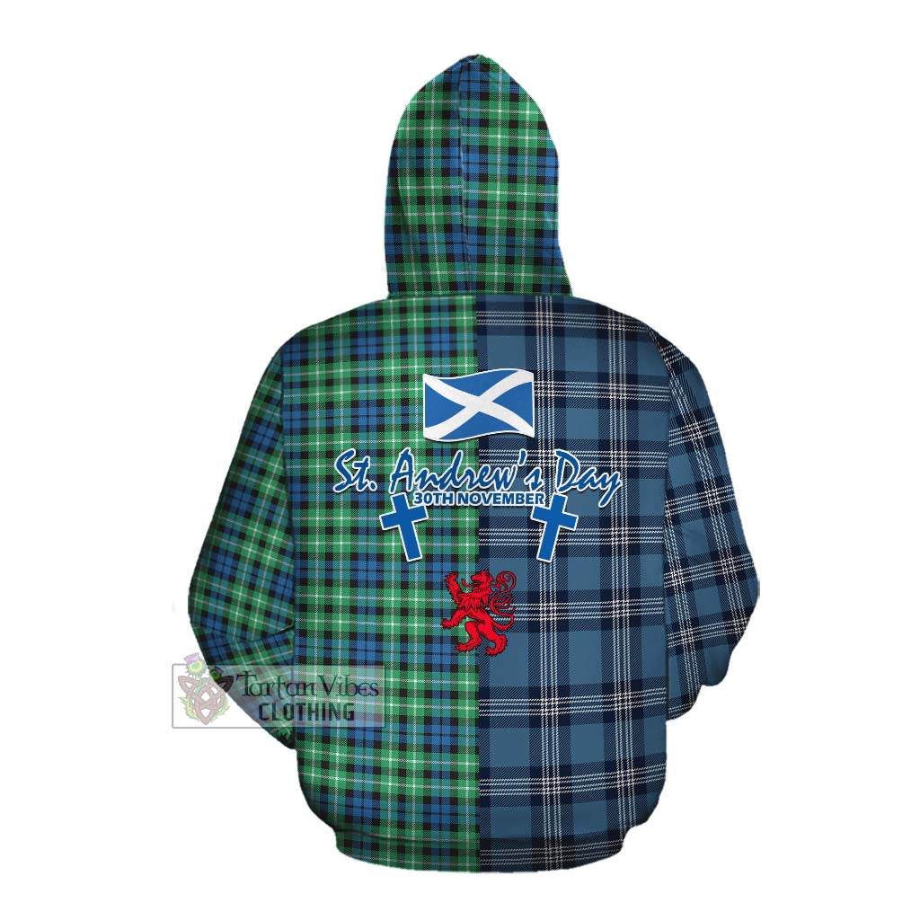 Tartan Vibes Clothing Graham Tartan Cotton Hoodie Happy St. Andrew's Day Half Tartan Style