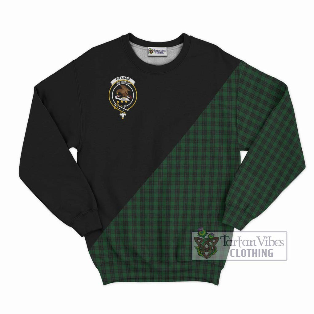 Graham Tartan Sweatshirt with Family Crest and Military Logo Style - Tartanvibesclothing Shop