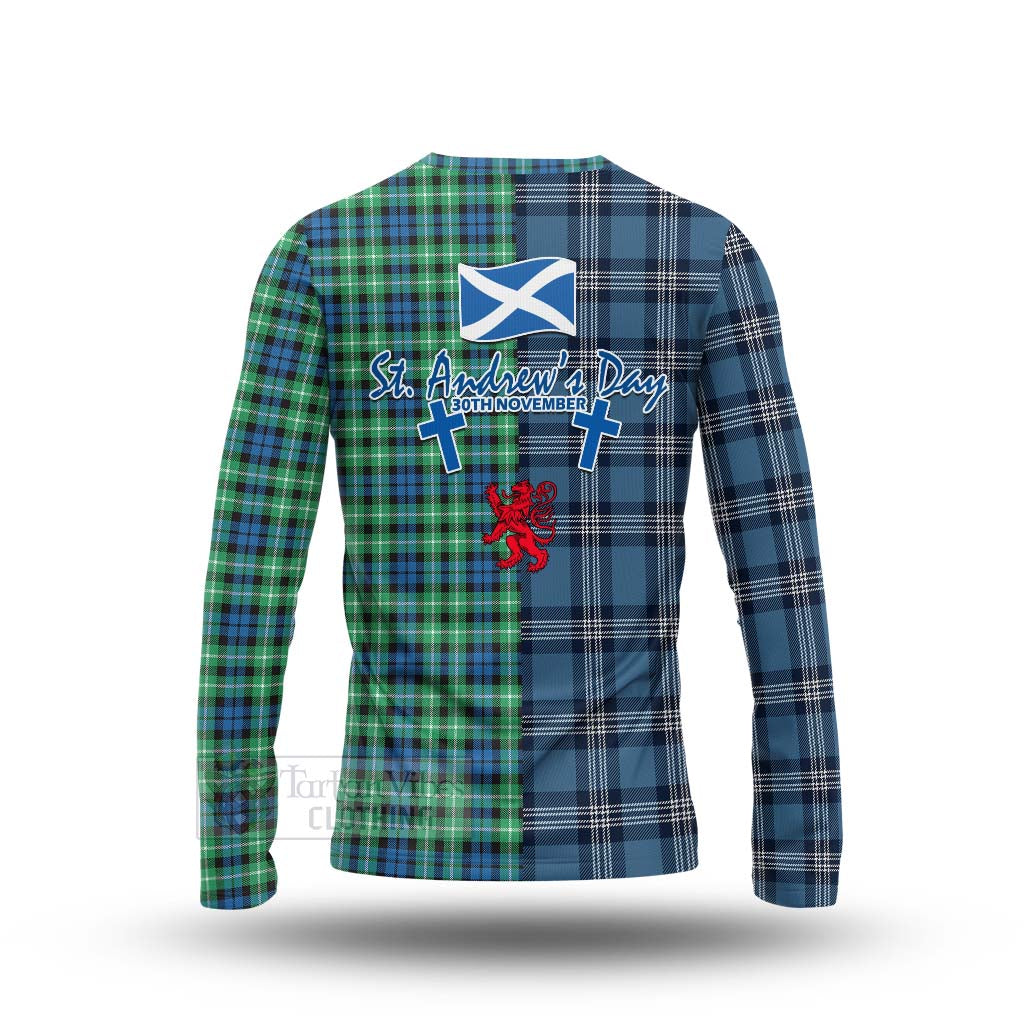 Tartan Vibes Clothing Graham Tartan Long Sleeve T-Shirt Happy St. Andrew's Day Half Tartan Style