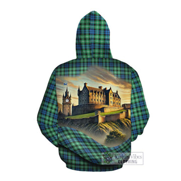 Graham Tartan Family Crest Cotton Hoodie with Scottish Ancient Castle Style Pullover Hoodie - Tartan Vibes Clothing