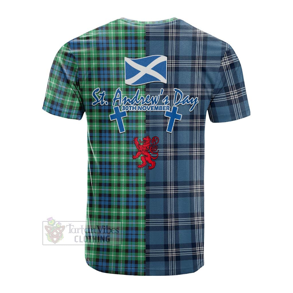 Tartan Vibes Clothing Graham Tartan Cotton T-shirt Happy St. Andrew's Day Half Tartan Style