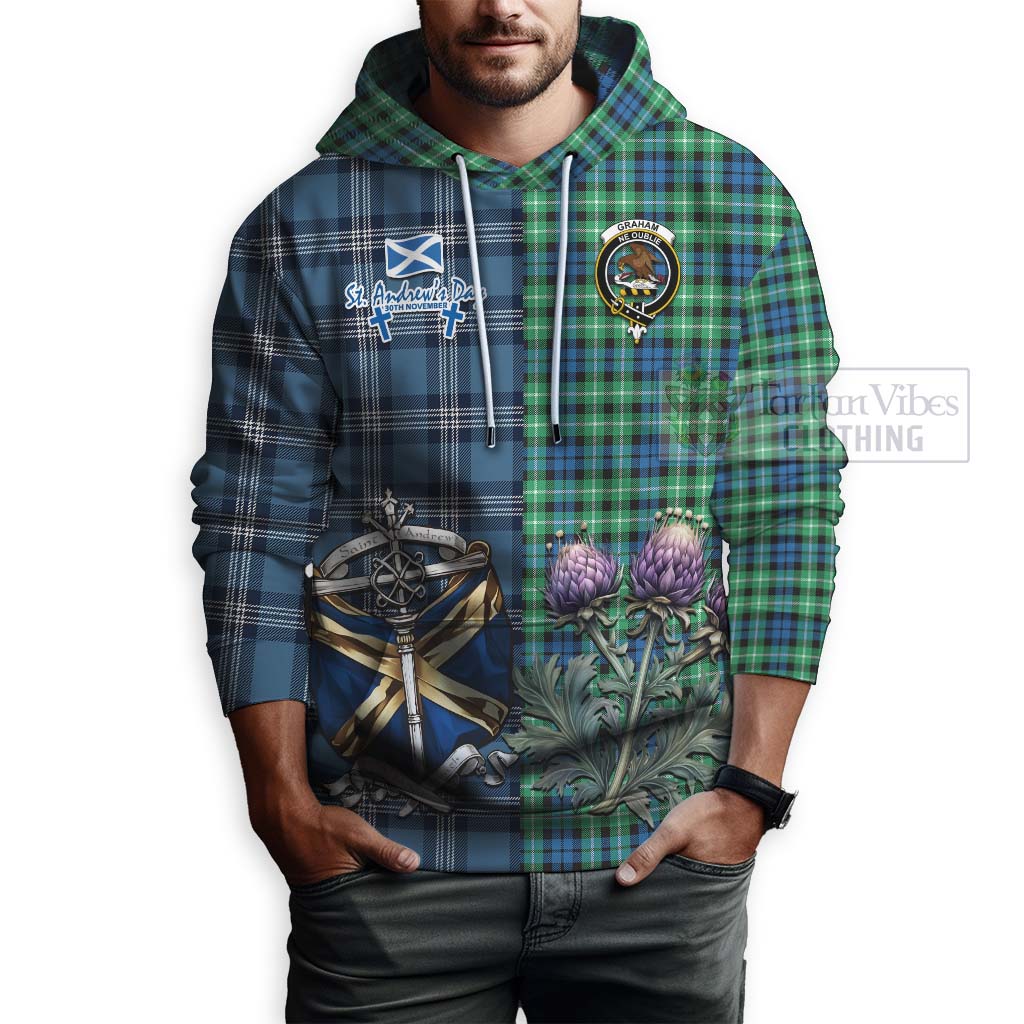 Tartan Vibes Clothing Graham Tartan Hoodie Happy St. Andrew's Day Half Tartan Style