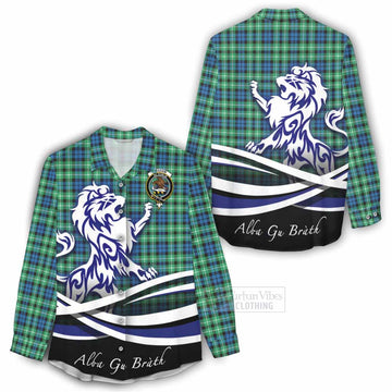 Graham Tartan Women's Casual Shirt with Alba Gu Brath Regal Lion Emblem