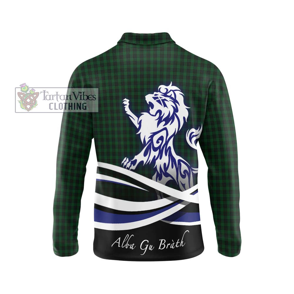 Graham Tartan Long Sleeve Polo Shirt with Alba Gu Brath Regal Lion Emblem - Tartanvibesclothing Shop