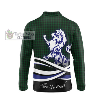 Graham Tartan Long Sleeve Polo Shirt with Alba Gu Brath Regal Lion Emblem