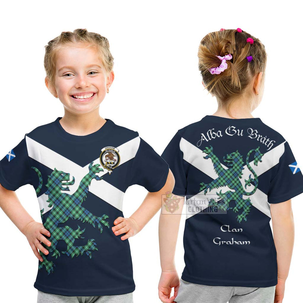 Tartan Vibes Clothing Graham Tartan Lion Rampant Kid T-Shirt – Proudly Display Your Heritage with Alba Gu Brath and Clan Name