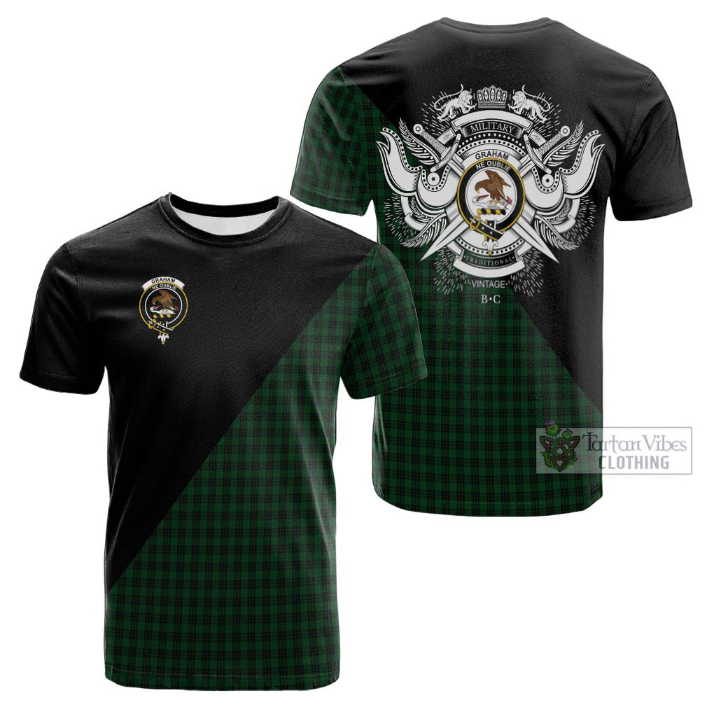 Tartan Vibes Clothing Graham Tartan Cotton T-shirt with Family Crest and Military Logo Style