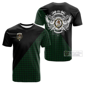 Graham Tartan Cotton T-shirt with Family Crest and Military Logo Style