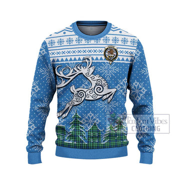 Graham Clan Christmas Ugly Sweater with Tartan and Celtic Reindeer Style