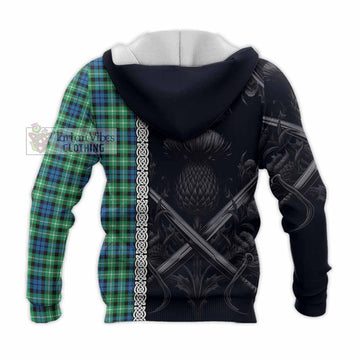 Graham Tartan Knitted Hoodie with Family Crest Cross Sword Thistle Celtic Vibes