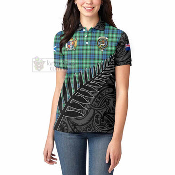 Graham Crest Tartan Women's Polo Shirt with New Zealand Silver Fern Half Style