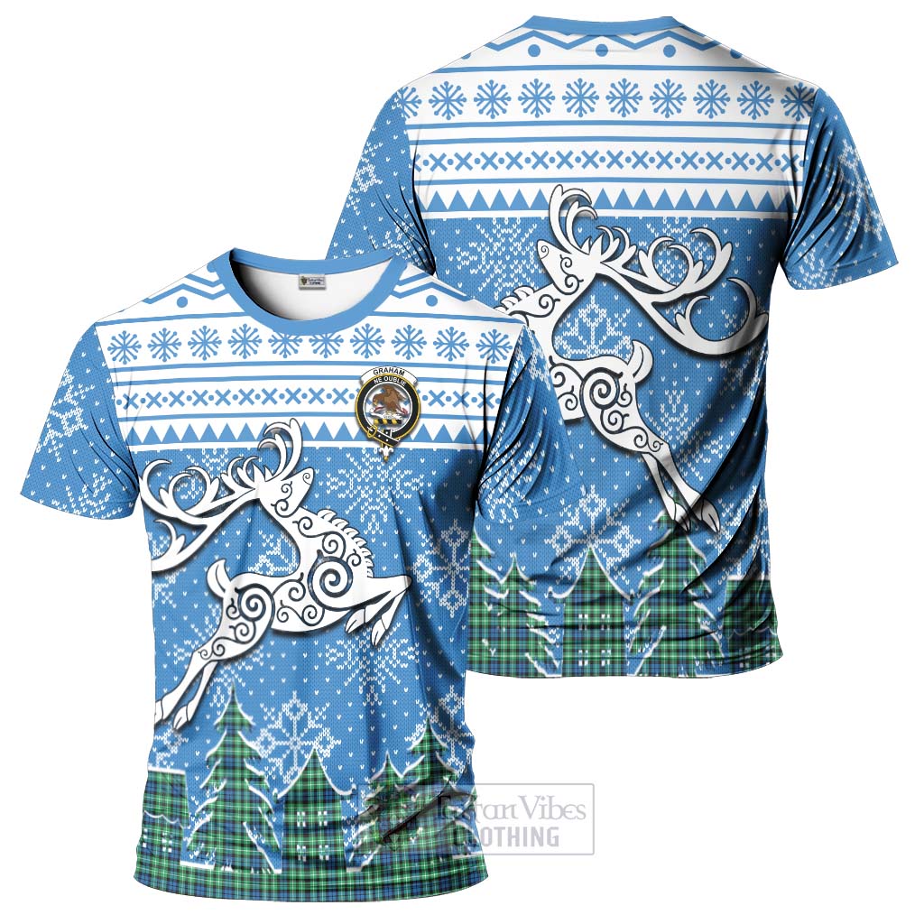 Tartan Vibes Clothing Graham Clan Christmas T-Shirt Celtic Reindeer Style