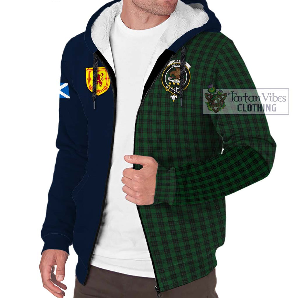 Tartan Vibes Clothing Graham Tartan Sherpa Hoodie with Scottish Lion Royal Arm Half Style