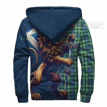 Graham Tartan Family Crest Sherpa Hoodie with Scottish Majestic Lion