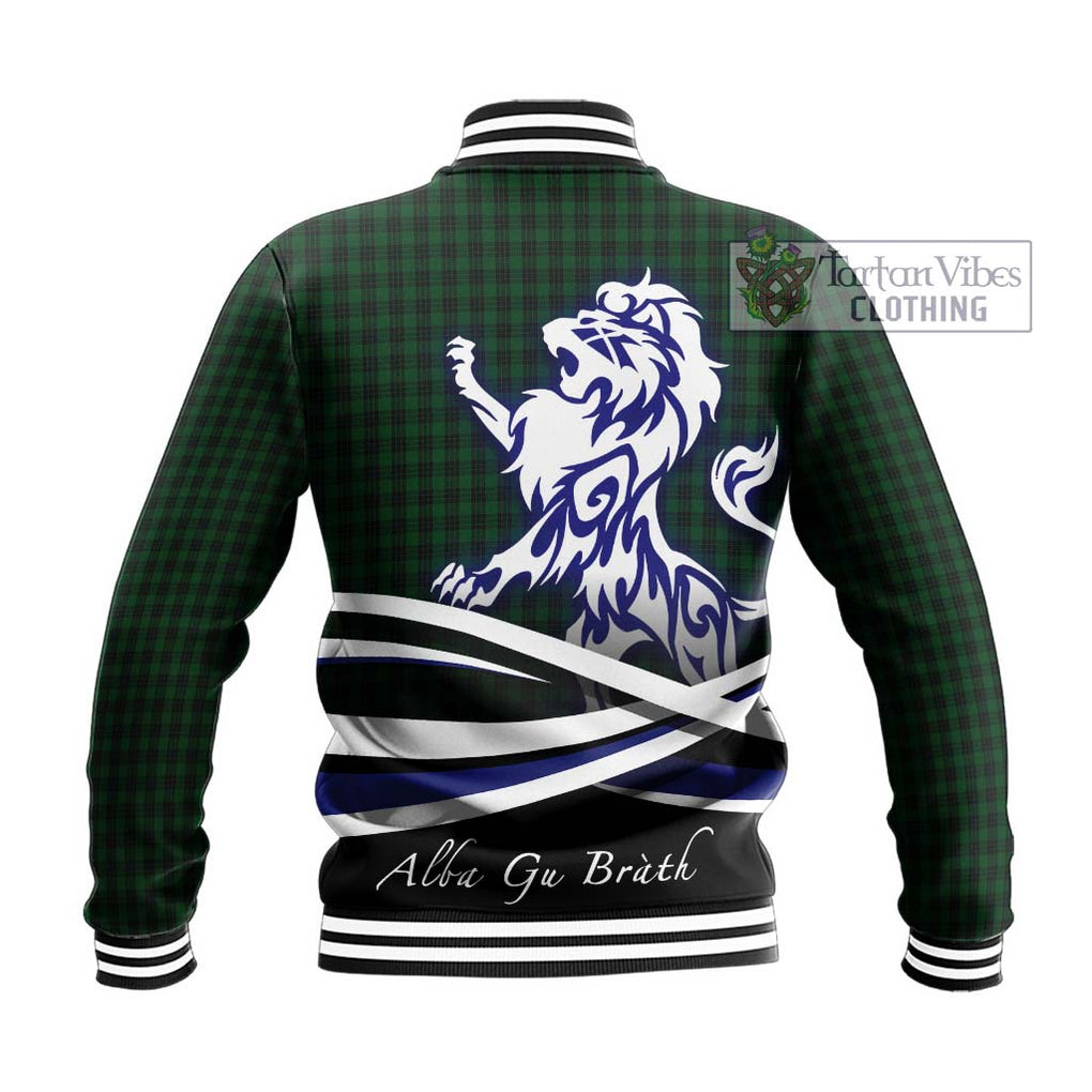 Graham Tartan Baseball Jacket with Alba Gu Brath Regal Lion Emblem - Tartanvibesclothing Shop