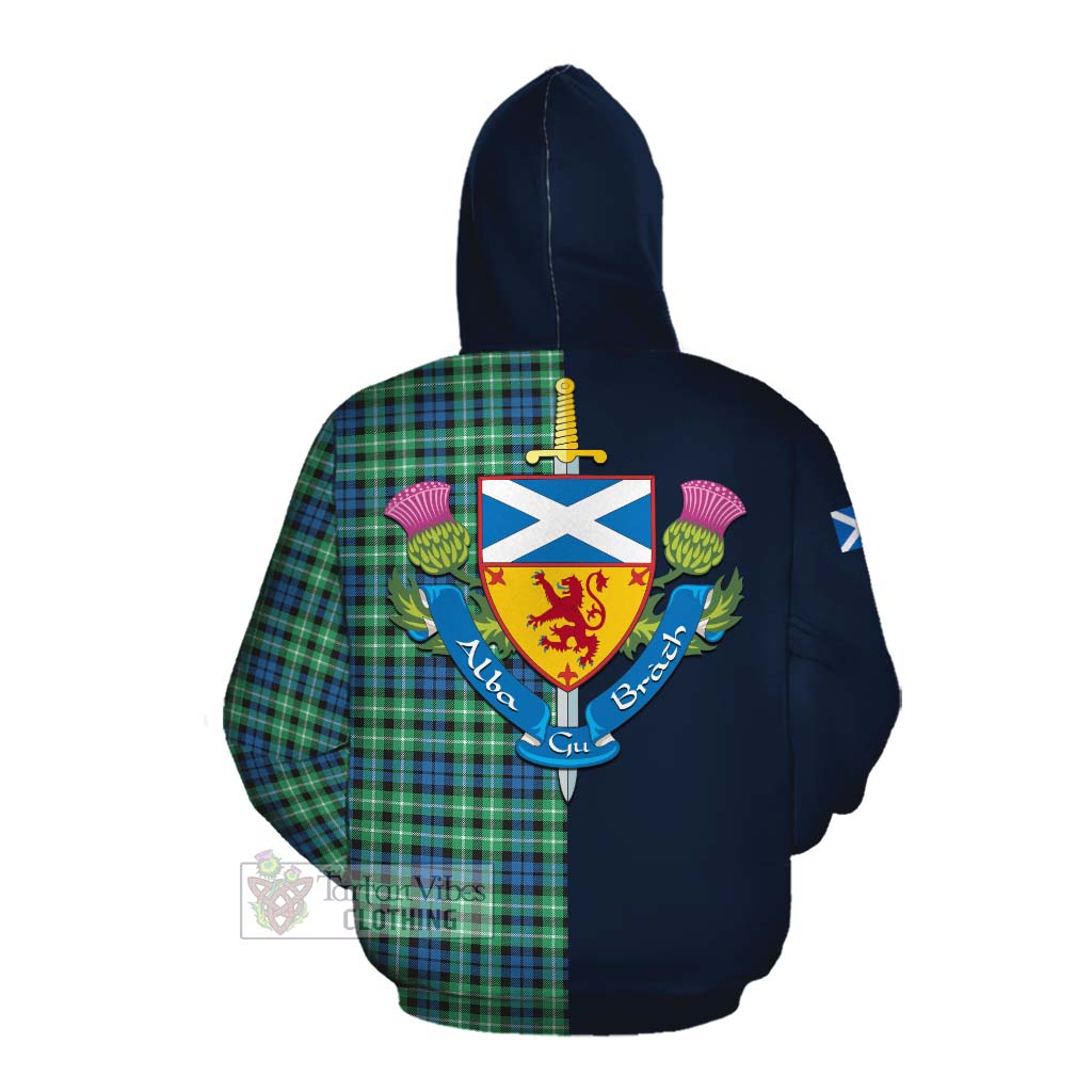 Tartan Vibes Clothing Graham Tartan Cotton Hoodie Alba with Scottish Lion Royal Arm Half Style