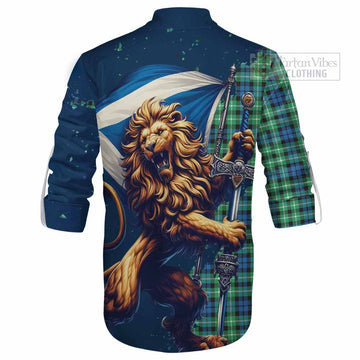 Graham Tartan Family Crest Ghillie Kilt Shirt with Scottish Majestic Lion