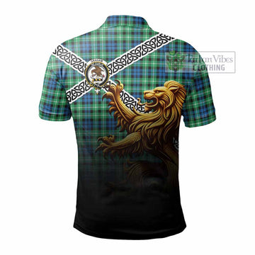 Graham Crest Tartan Polo Shirt with Golden Lion Emblem Celtic Style - Tartan Vibes Clothing