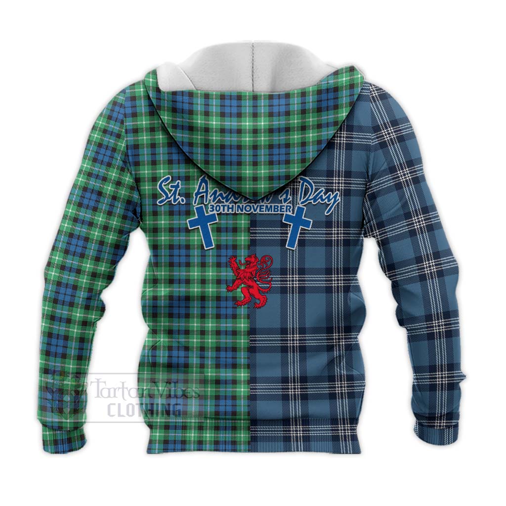 Tartan Vibes Clothing Graham Tartan Knitted Hoodie Happy St. Andrew's Day Half Tartan Style