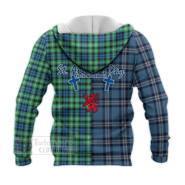 Graham Tartan Knitted Hoodie Happy St. Andrew's Day Half Tartan Style