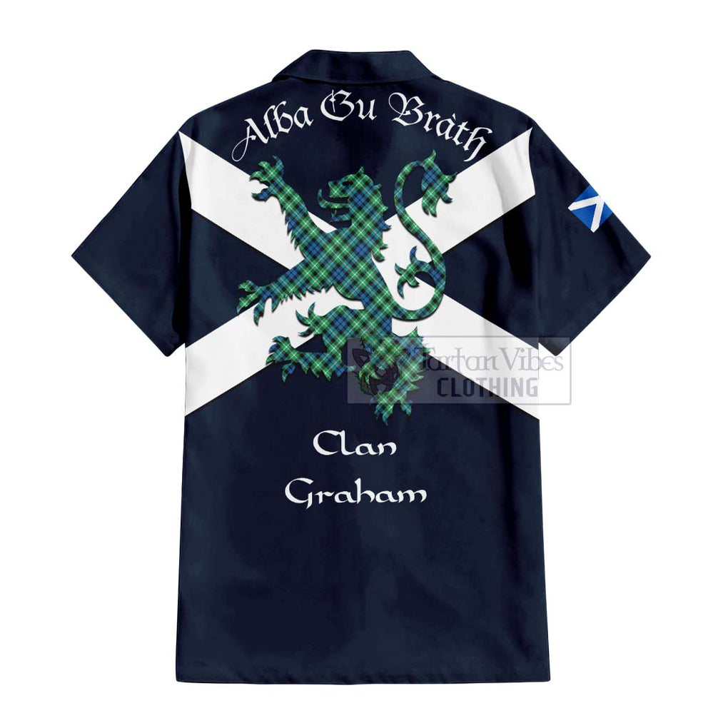 Tartan Vibes Clothing Graham Tartan Lion Rampant Short Sleeve Button Shirt – Proudly Display Your Heritage with Alba Gu Brath and Clan Name