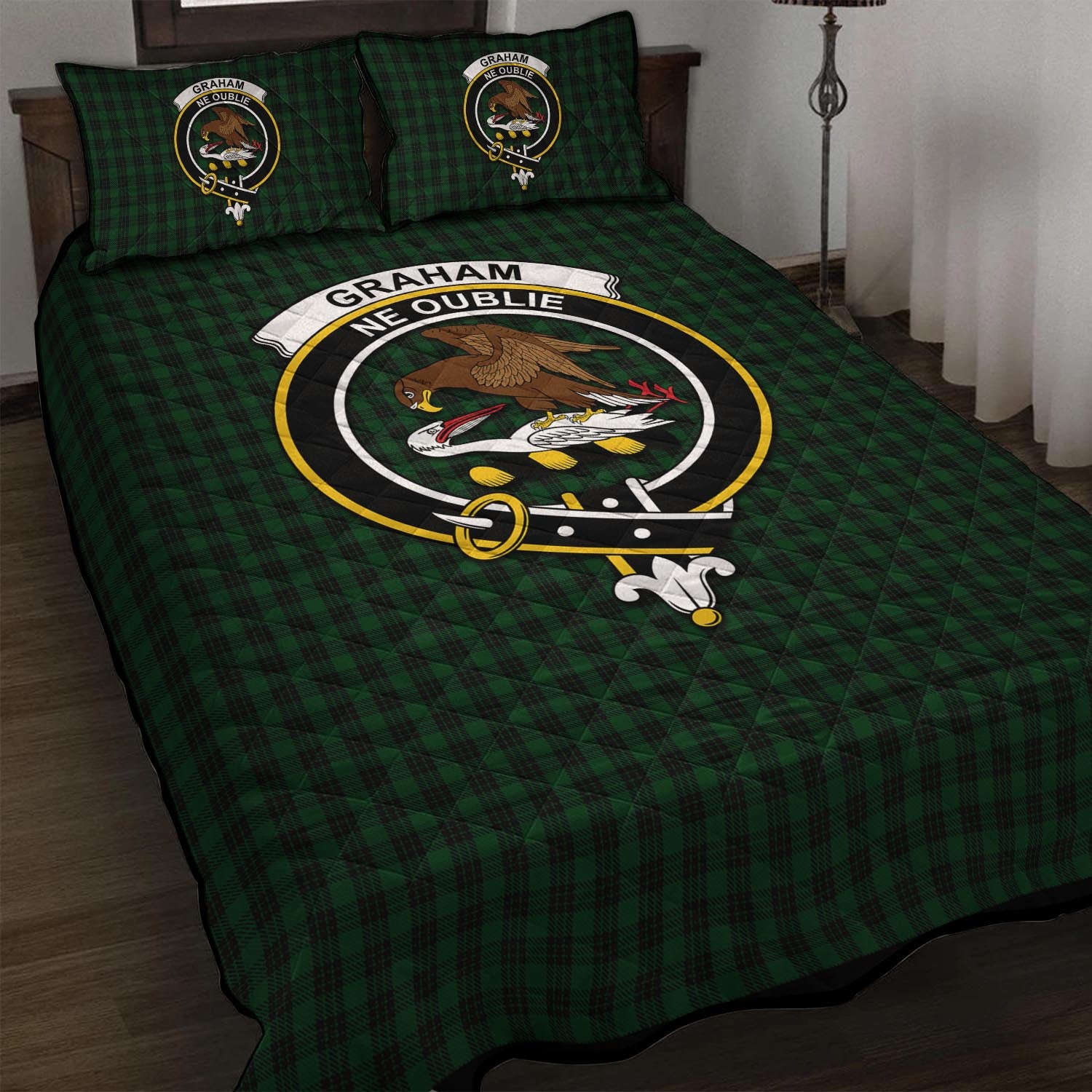 Graham Tartan Quilt Bed Set with Family Crest - Tartan Vibes Clothing