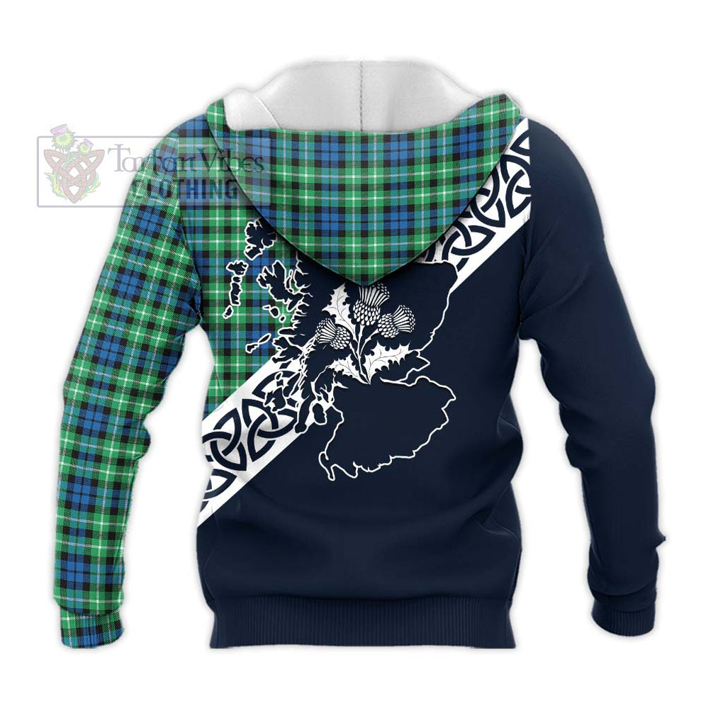 Tartan Vibes Clothing Graham Tartan Knitted Hoodie Featuring Thistle and Scotland Map