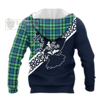 Graham Tartan Knitted Hoodie Featuring Thistle and Scotland Map