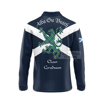 Graham Tartan Lion Rampant Long Sleeve Polo Shirt  Proudly Display Your Heritage with Alba Gu Brath and Clan Name