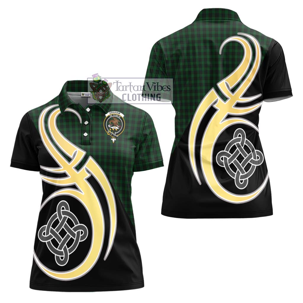 Graham Tartan Women's Polo Shirt with Family Crest and Celtic Symbol Style - Tartan Vibes Clothing