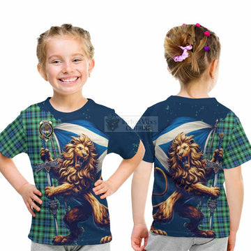 Graham Tartan Family Crest Kid T-Shirt with Scottish Majestic Lion