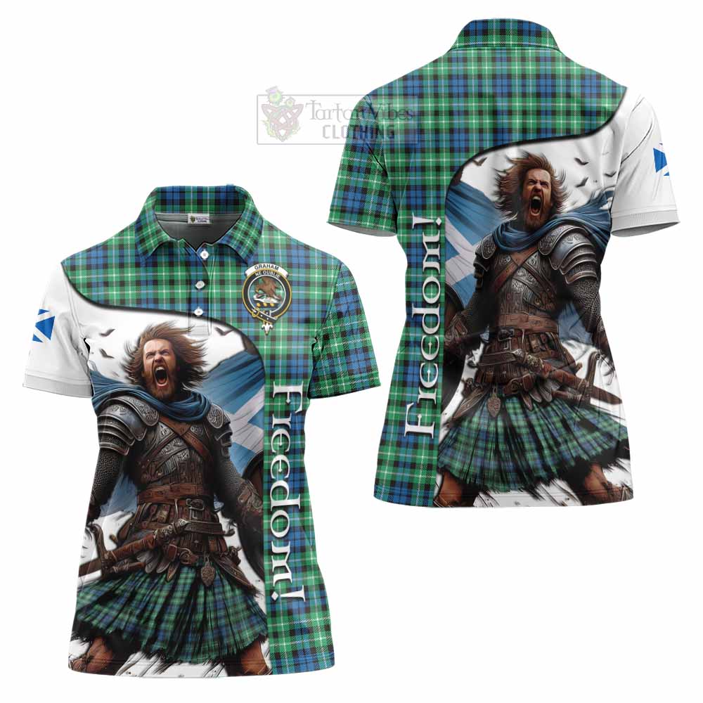 Tartan Vibes Clothing Graham Crest Tartan Women's Polo Shirt Inspired by the Freedom of Scottish Warrior