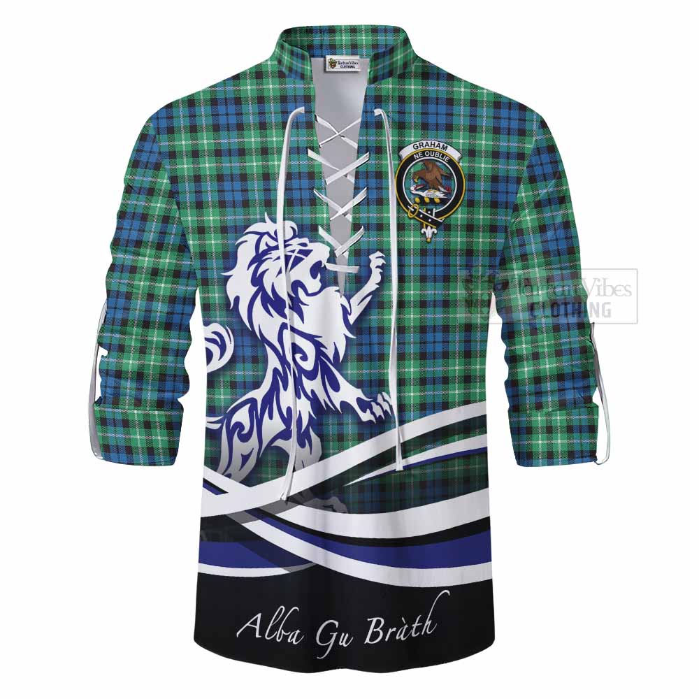 Tartan Vibes Clothing Graham Tartan Ghillie Kilt Shirt with Alba Gu Brath Regal Lion Emblem