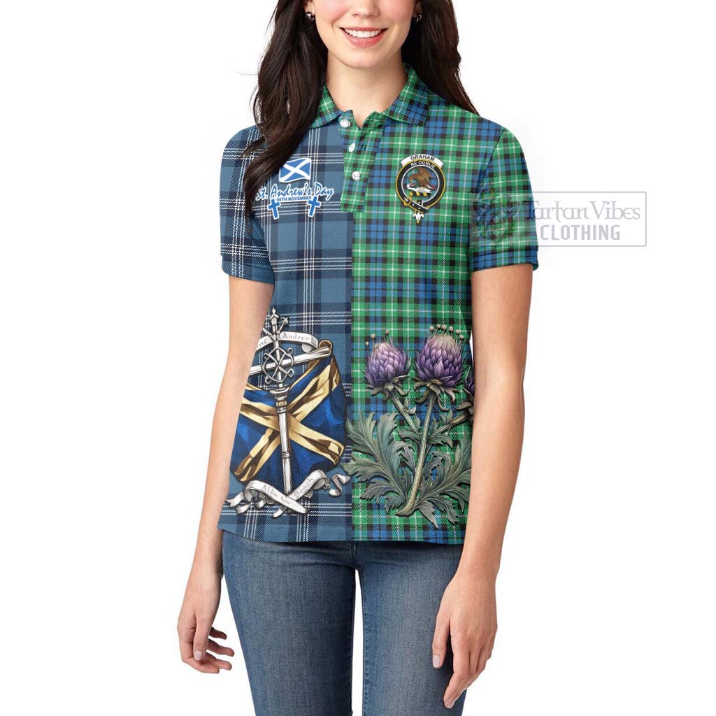 Tartan Vibes Clothing Graham Tartan Women's Polo Shirt Happy St. Andrew's Day Half Tartan Style