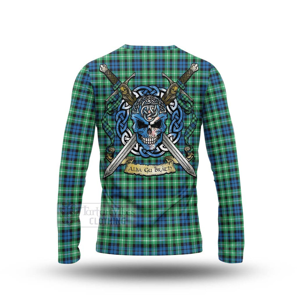 Tartan Vibes Clothing Graham Tartan Long Sleeve T-Shirt with Family Crest Celtic Skull Style