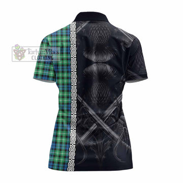 Graham Tartan Women's Polo Shirt with Family Crest Cross Sword Thistle Celtic Vibes