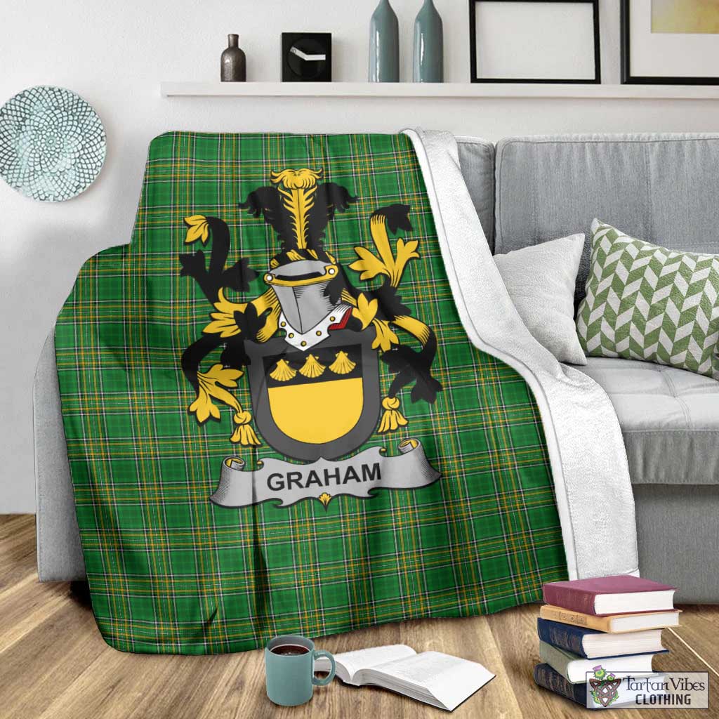 Tartan Vibes Clothing Graham Irish Clan Tartan Blanket with Coat of Arms