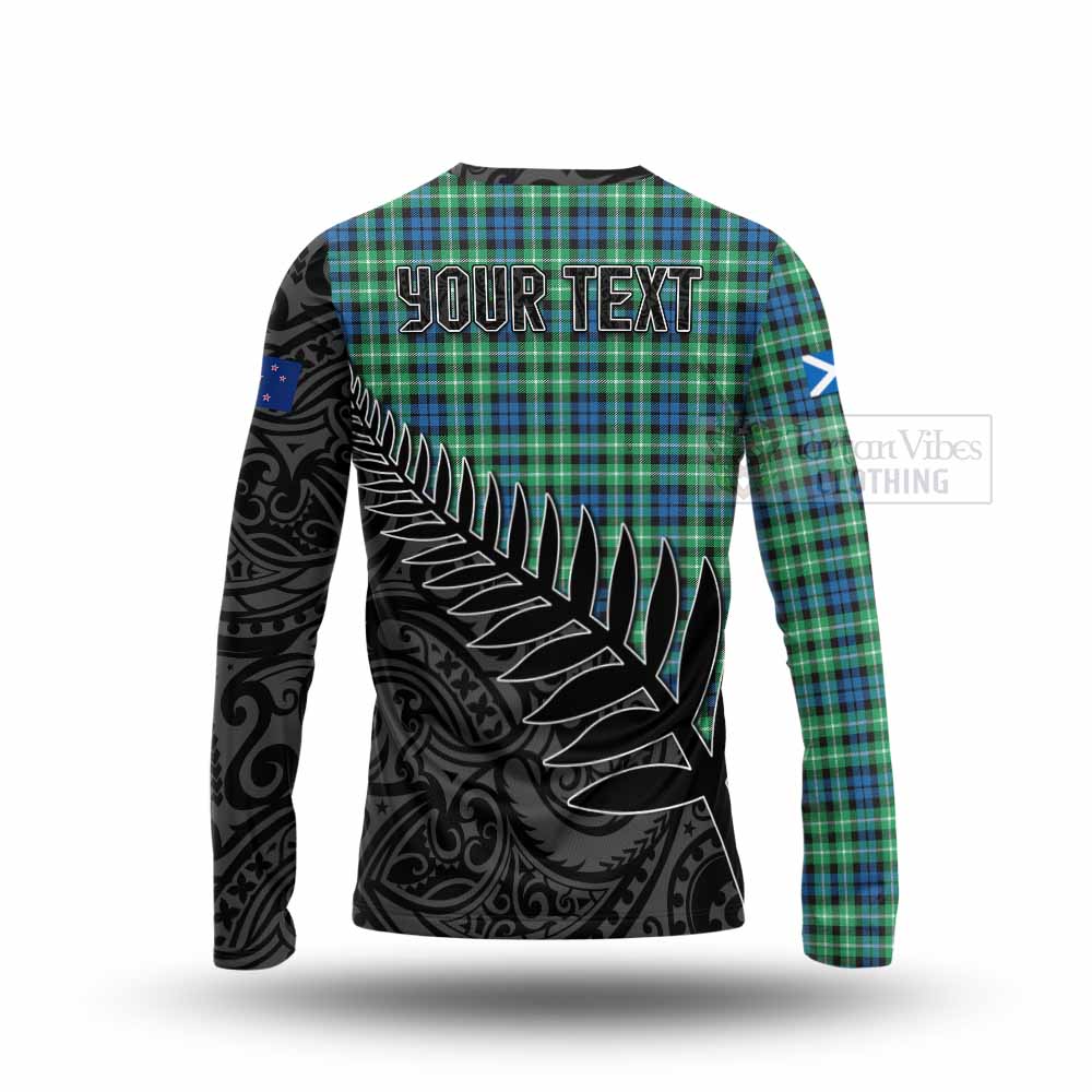 Tartan Vibes Clothing Graham Crest Tartan Long Sleeve T-Shirt with New Zealand Silver Fern Half Style