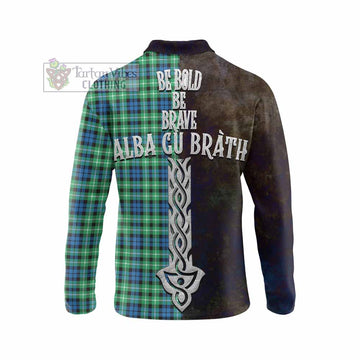 Graham Tartan Family Crest Long Sleeve Polo Shirt Alba Gu Brath Be Brave Lion Ancient Style - Tartan Vibes Clothing