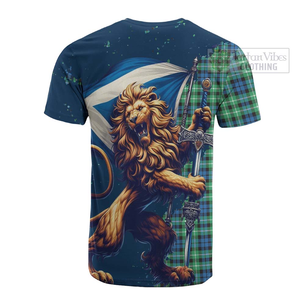 Tartan Vibes Clothing Graham Tartan Family Crest Cotton T-shirt with Scottish Majestic Lion