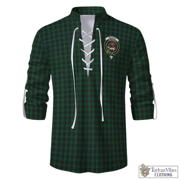 Graham Tartan Men's Scottish Traditional Jacobite Ghillie Kilt Shirt with Family Crest