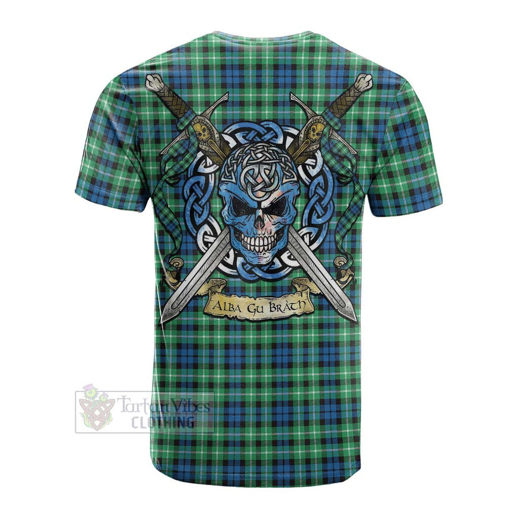 Tartan Vibes Clothing Graham Tartan Cotton T-shirt with Family Crest Celtic Skull Style