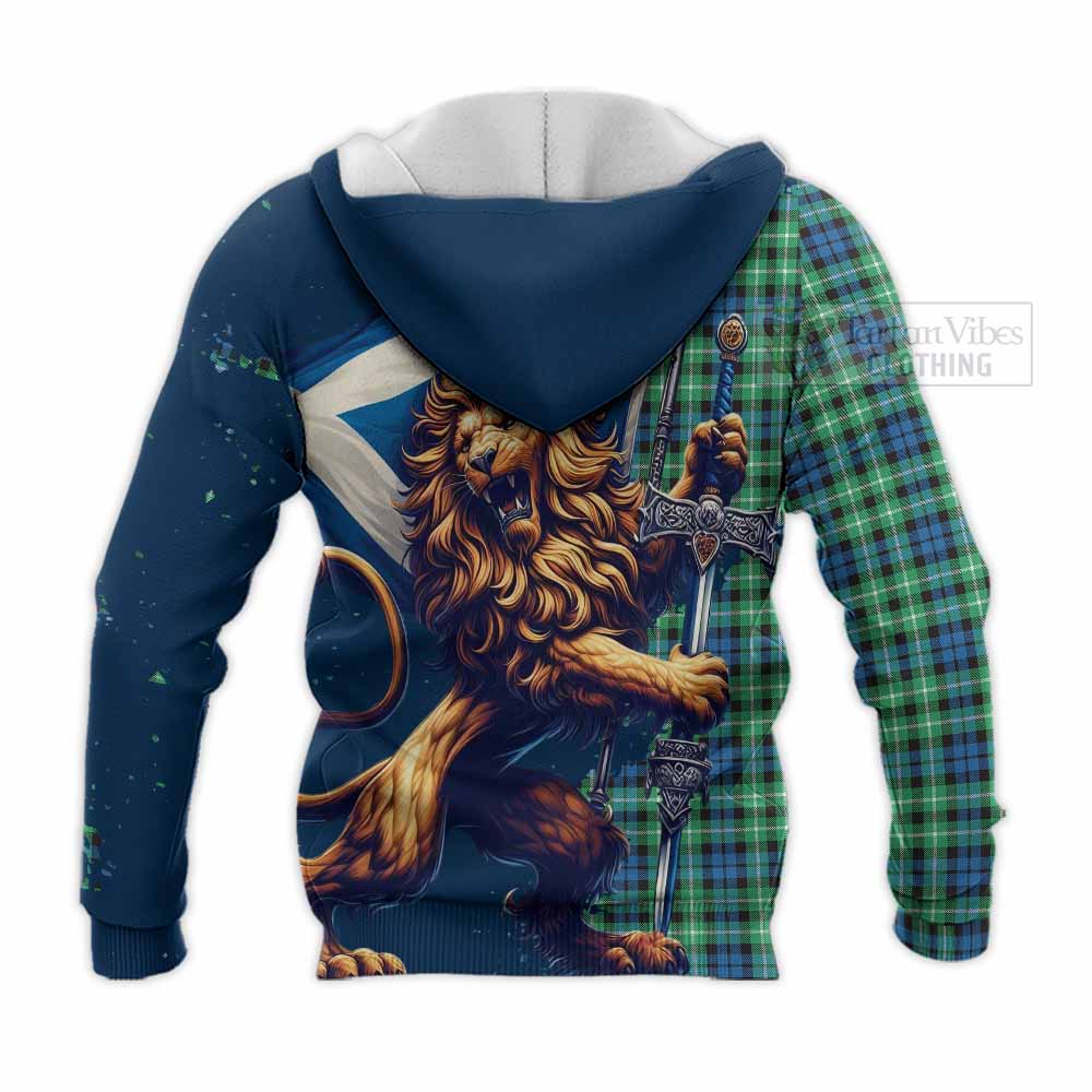 Tartan Vibes Clothing Graham Tartan Family Crest Knitted Hoodie with Scottish Majestic Lion