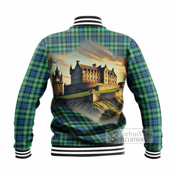 Graham Tartan Family Crest Baseball Jacket with Scottish Ancient Castle Style - Tartan Vibes Clothing